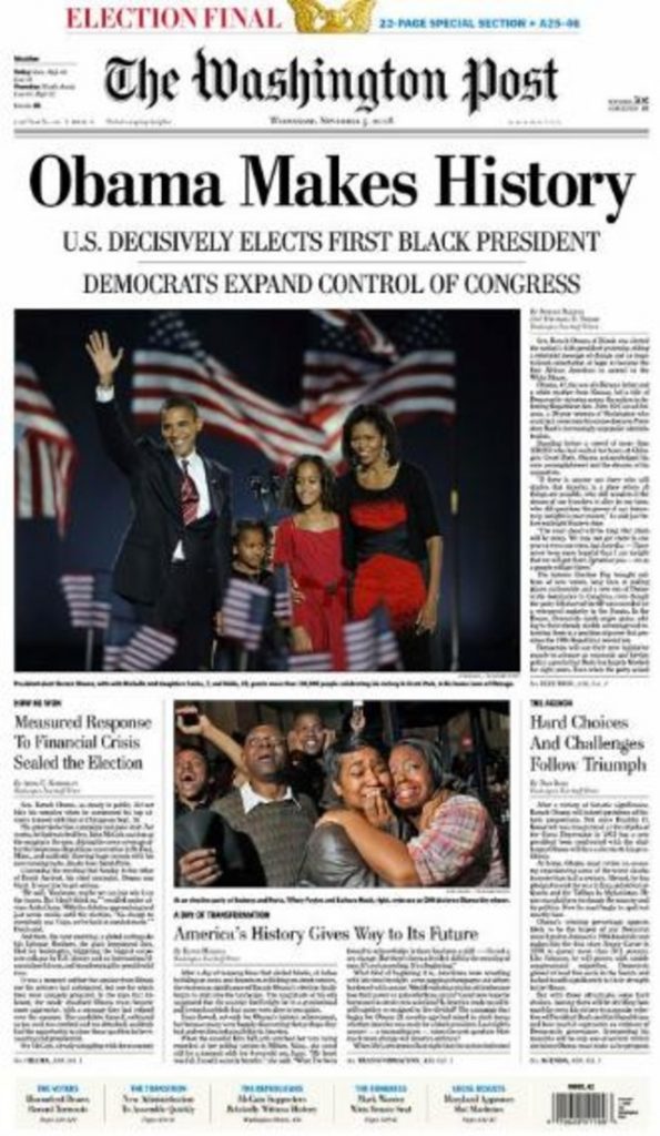 オバマ大統領の勝利が確定した日のアメリカの地方新聞 オバマ氏、1回の選挙でアメリカの「真実の腐敗」は止まらない BBC その他