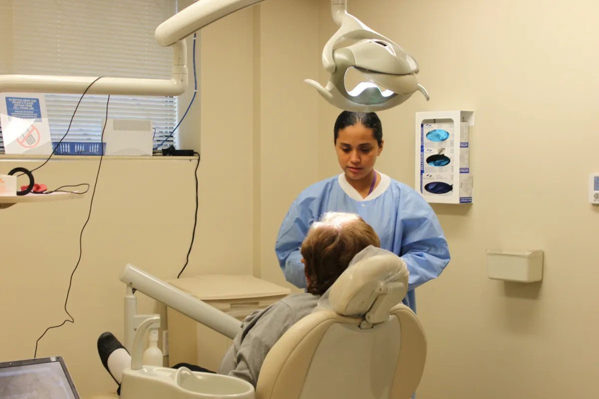 Photo of a patient in a dentist chair